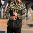 RugbyLife Clothing - (Custom) Polynesian Tattoo Style Flower - Gold Version Long Sleeve Button Shirt A7