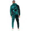 RugbyLife Clothing - (Custom) Polynesian Tattoo Style Butterfly Special Version - Cyan Version Hoodie and Joggers Pant A7
