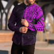 RugbyLife Clothing - Polynesian Tattoo Style Snake - Pink Version Long Sleeve Button Shirt A7