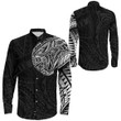 RugbyLife Clothing - Polynesian Tattoo Style Snake Long Sleeve Button Shirt A7 | RugbyLife