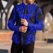 RugbyLife Clothing - (Custom) Polynesian Tattoo Style - Blue Version Long Sleeve Button Shirt A7