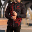 RugbyLife Clothing - New Zealand Aotearoa Maori Fern - Red Version Long Sleeve Button Shirt A7