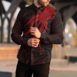 RugbyLife Clothing - Polynesian Tattoo Style Octopus Tattoo - Red Version Long Sleeve Button Shirt A7