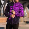 RugbyLife Clothing - (Custom) Polynesian Tattoo Style Mask Native - Pink Version Long Sleeve Button Shirt A7