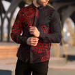 RugbyLife Clothing - Polynesian Tattoo Style Tatau - Red Version Long Sleeve Button Shirt A7