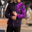 RugbyLife Clothing - Polynesian Tattoo Style Tatau - Pink Version Long Sleeve Button Shirt A7