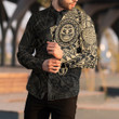 RugbyLife Clothing - Polynesian Tattoo Style Maori - Special Tattoo - Gold Version Long Sleeve Button Shirt A7