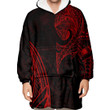 RugbyLife Clothing - Polynesian Tattoo Style Wolf - Red Version Snug Hoodie A7