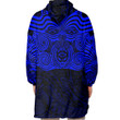 RugbyLife Clothing - Polynesian Tattoo Style Maori Traditional Mask - Blue Version Snug Hoodie A7