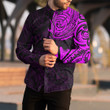 RugbyLife Clothing - (Custom) Polynesian Tattoo Style - Pink Version Long Sleeve Button Shirt A7