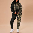 RugbyLife Clothing - (Custom) Polynesian Tattoo Style Mask Native - Gold Version Hoodie and Joggers Pant A7
