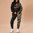 RugbyLife Clothing - Polynesian Tattoo Style Crow - Gold Version Hoodie and Joggers Pant A7