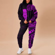 RugbyLife Clothing - Polynesian Tattoo Style Wolf - Pink Version Hoodie and Joggers Pant A7