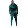 RugbyLife Clothing - (Custom) Polynesian Tattoo Style Surfing - Cyan Version Hoodie and Joggers Pant A7