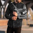 RugbyLife Clothing - Polynesian Tattoo Style Crow Long Sleeve Button Shirt A7