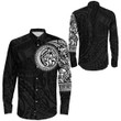 RugbyLife Clothing - Polynesian Tattoo Style Tattoo Long Sleeve Button Shirt A7 | RugbyLife