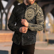 RugbyLife Clothing - Polynesian Sun Tattoo Style - Gold Version Long Sleeve Button Shirt A7