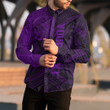 RugbyLife Clothing - (Custom) Polynesian Tattoo Style - Purple Version Long Sleeve Button Shirt A7