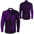 RugbyLife Clothing - (Custom) Polynesian Tattoo Style - Purple Version Long Sleeve Button Shirt A7 | RugbyLife