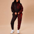 RugbyLife Clothing - Polynesian Tattoo Style Horse - Red Version Hoodie and Joggers Pant A7