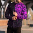 RugbyLife Clothing - Polynesian Tattoo Style Mask Native - Pink Version Long Sleeve Button Shirt A7