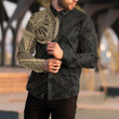 RugbyLife Clothing - Polynesian Tattoo Style - Gold Version Long Sleeve Button Shirt A7