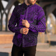 RugbyLife Clothing - (Custom) Polynesian Tattoo Style Snake - Purple Version Long Sleeve Button Shirt A7