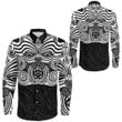 RugbyLife Clothing - Polynesian Tattoo Style Maori Traditional Mask Long Sleeve Button Shirt A7 | RugbyLife