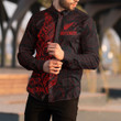 RugbyLife Clothing - New Zealand Aotearoa Maori Silver Fern - Red Version Long Sleeve Button Shirt A7