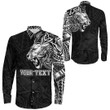 RugbyLife Clothing - Polynesian Tattoo Style Tribal Lion Long Sleeve Button Shirt A7 | RugbyLife