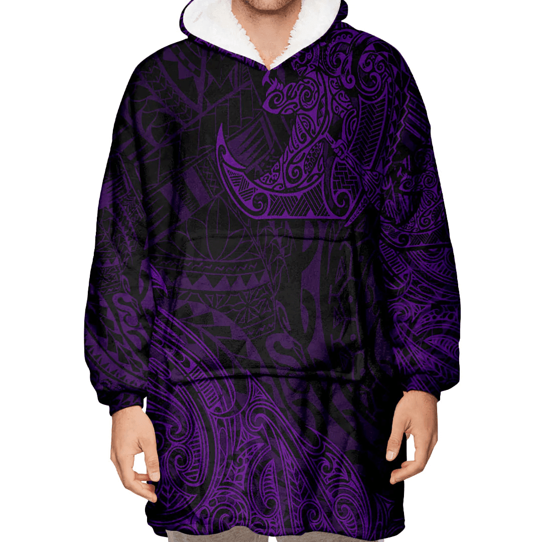 RugbyLife Clothing - Polynesian Tattoo Style Surfing - Purple Version Snug Hoodie A7