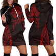 RugbyLife Clothing - Polynesian Tattoo Style Wolf - Red Version Hoodie Dress A7 | RugbyLife