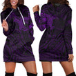 RugbyLife Clothing - Polynesian Tattoo Style Crow - Purple Version Hoodie Dress A7 | RugbyLife