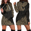 RugbyLife Clothing - Polynesian Tattoo Style Surfing - Gold Version Hoodie Dress A7 | RugbyLife