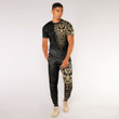 RugbyLife Clothing - Polynesian Tattoo Style Mask Native - Gold Version T-Shirt and Jogger Pants A7 | RugbyLife