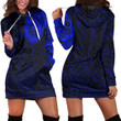 RugbyLife Clothing - Polynesian Tattoo Style Sun - Blue Version Hoodie Dress A7 | RugbyLife
