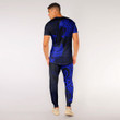 RugbyLife Clothing - Polynesian Tattoo Style Tatau - Blue Version T-Shirt and Jogger Pants A7