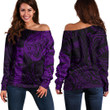 RugbyLife Clothing - (Custom) Polynesian Tattoo Style Snake - Purple Version Off Shoulder Sweater A7 | RugbyLife