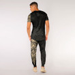 RugbyLife Clothing - Polynesian Tattoo Style Melanesian Style Aboriginal Tattoo - Gold Version T-Shirt and Jogger Pants A7