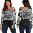 RugbyLife Clothing - Polynesian Tattoo Style Maori Traditional Mask Off Shoulder Sweater A7 | RugbyLife