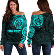 RugbyLife Clothing - (Custom) Special Polynesian Tattoo Style - Cyan Version Off Shoulder Sweater A7 | RugbyLife