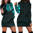 RugbyLife Clothing - Polynesian Tattoo Style - Cyan Version Hoodie Dress A7 | RugbyLife