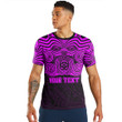 RugbyLife Clothing - (Custom) Polynesian Tattoo Style Maori Traditional Mask - Pink Version T-Shirt A7