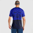 RugbyLife Clothing - Polynesian Tattoo Style Maori Traditional Mask - Blue Version T-Shirt A7