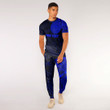 RugbyLife Clothing - (Custom) Polynesian Sun Mask Tattoo Style - Blue Version T-Shirt and Jogger Pants A7 | RugbyLife