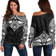 RugbyLife Clothing - Polynesian Tattoo Style Flower Off Shoulder Sweater A7 | RugbyLife