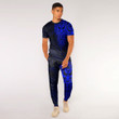 RugbyLife Clothing - Polynesian Tattoo Style Mask Native - Blue Version T-Shirt and Jogger Pants A7 | RugbyLife