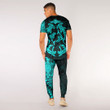 RugbyLife Clothing - Polynesian Tattoo Style Maori - Special Tattoo - Cyan Version T-Shirt and Jogger Pants A7