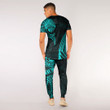 RugbyLife Clothing - Polynesian Tattoo Style Wolf - Cyan Version T-Shirt and Jogger Pants A7