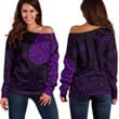 RugbyLife Clothing - Polynesian Tattoo Style Turtle - Purple Version Off Shoulder Sweater A7 | RugbyLife